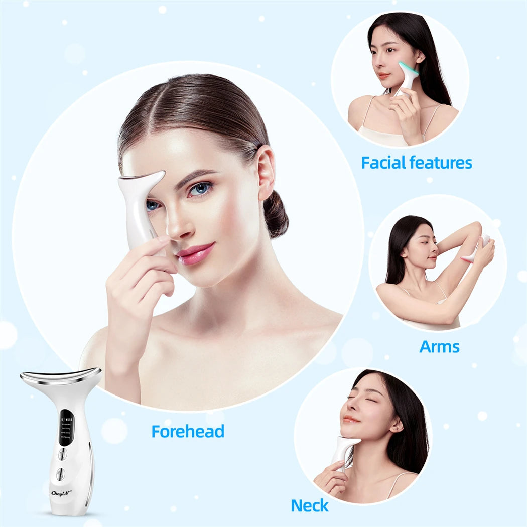 VéloGlow™ LED Face & Neck Lifting Massager – 4 Color Light Therapy & Skin Tightening Device