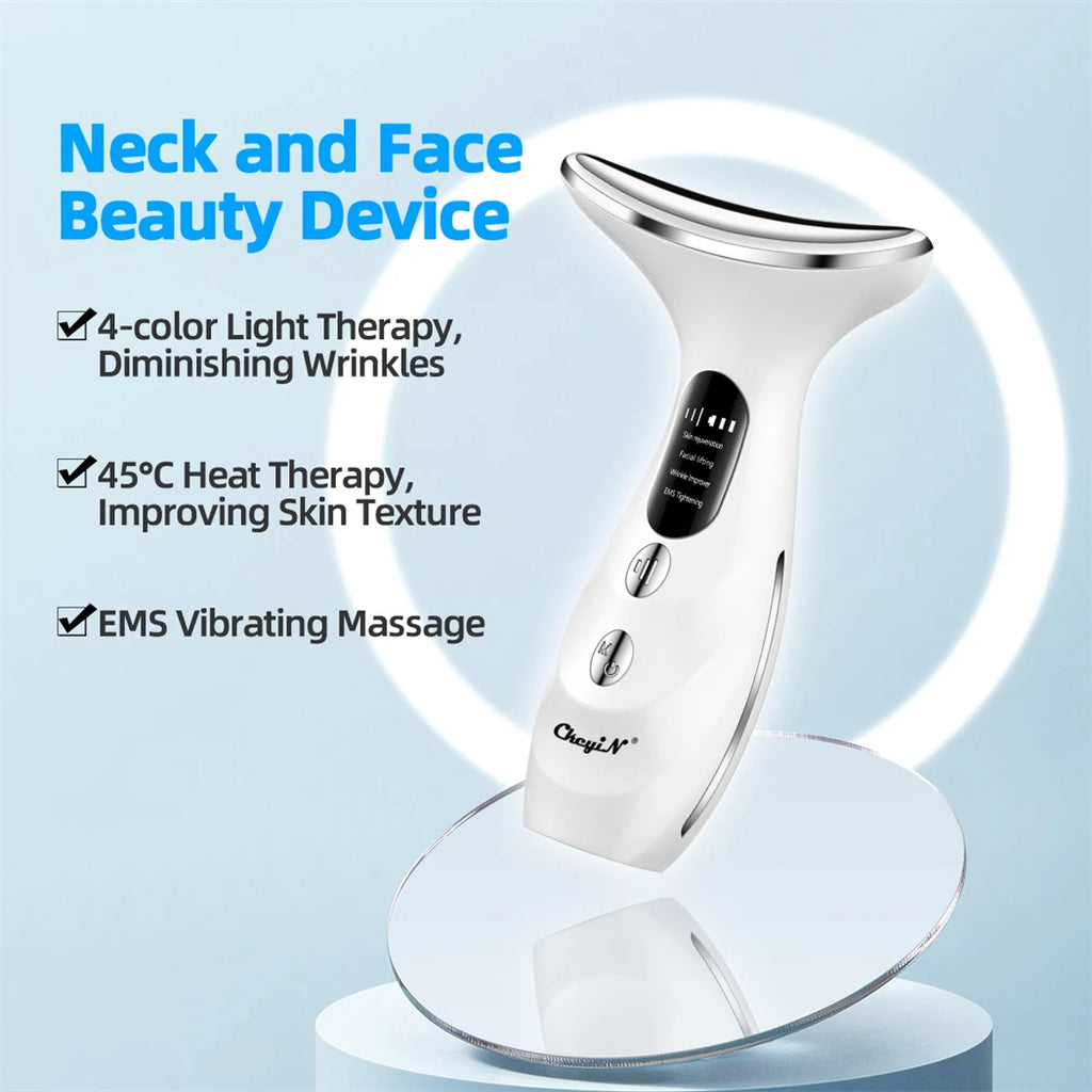 VéloGlow™ LED Face & Neck Lifting Massager – 4 Color Light Therapy & Skin Tightening Device